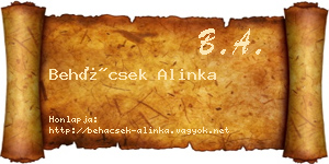 Behácsek Alinka névjegykártya